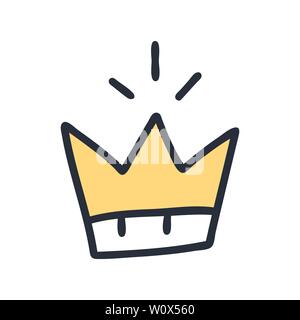 Grafik modernistischen Element von Hand gezeichnet. Royal Crown Gold. Auf weissem Hintergrund. Vector Illustration Lustige Grüße für Kleidung, Karte, schlecht Stock Vektor