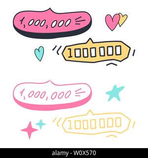 Doodle Skizze Vektor Elemente Design template Millionen Banner rede Anzahl blasen und dachte Blasen. Lustige Grüße für Kleidung, Karte, Abzeichen, ico Stock Vektor