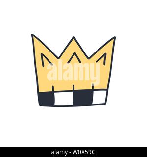 Grafik modernistischen Element von Hand gezeichnet. Royal Crown Gold. Auf weissem Hintergrund. Vector Illustration Lustige Grüße für Kleidung, Karte, schlecht Stock Vektor