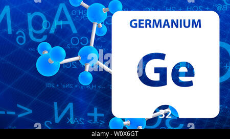 Germanium 32 Element. Erdalkalimetalle. Chemisches Element von Mendelejew Periodensystem. Germanium in quadratischen Kubus kreatives Konzept. Chemische, labora Stockfoto