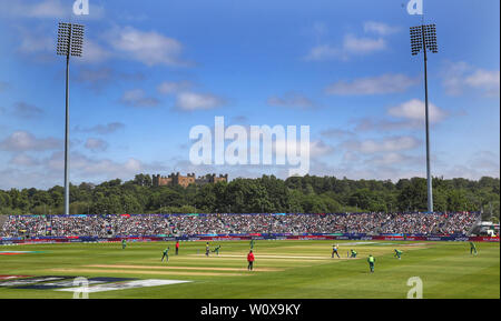 Allgemeine Ansicht des gleichen Aktion während der ICC Cricket World Cup group Phase Match am Flußufer Durham. Stockfoto