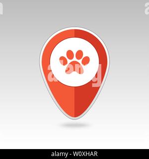 Dog paw Pin Symbol Karte. Kartenzeiger. Karte Markierungen. Ziel Vektor icon. GPS-Symbol. Mapping pins Symbol EPS 10 Vektor Datei hat Transparenz, s Stock Vektor