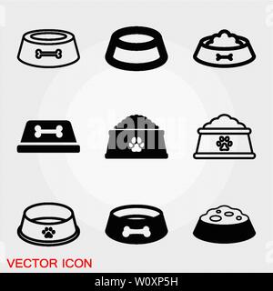 Haustier Futternapf Vektor icon Logo französische Bulldogge symbol Hundefutter Knochen paw Herzen Cartoon Illustration Clipart Grafik einfach Stock Vektor