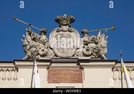 Wappen der polnisch-litauischen Commonwealth - Detail der Pförtnerloge. Poznan, Marktplatz - Altstadt. Stockfoto