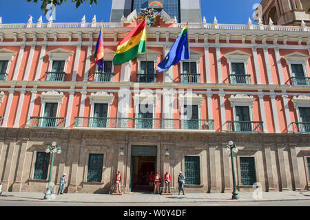 Der Palacio Quemado offizielle Residenz, La Paz, Bolivien Stockfoto