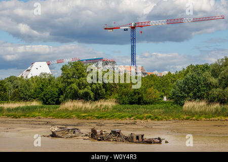 Die Sanierung der Bastide-Niel 35 ha großen Gelände neben dem Fluss Garonne in Bordeaux, Gironde, Frankreich. Stockfoto