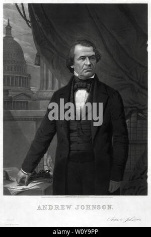 Andrew Johnson (1808-75), 17. Präsident der Vereinigten Staaten, halber Länge ständigen Portrait, Stich von William Sartain, von William Smith, Philadelphia, 1865 veröffentlicht. Stockfoto