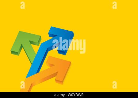 Vector Illustration. Hintergrund in Orange mit drei Pfeile. Stock Vektor