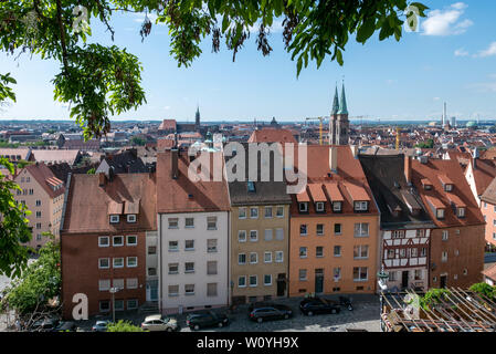 Nürnberg, Deutschland - 13. JUNI 2019: Altstadt Skyline von Kaiserburg Stockfoto