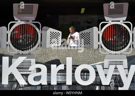 Karlovy Vary, Tschechische Republik. 28 Juni, 2019. Der 54 Karlovy Vary International Film Festival in Karlsbad, Tschechien, beginnt am Freitag, 28. Juni 2019. Credit: Goran Kubes/CTK Photo/Alamy leben Nachrichten Stockfoto
