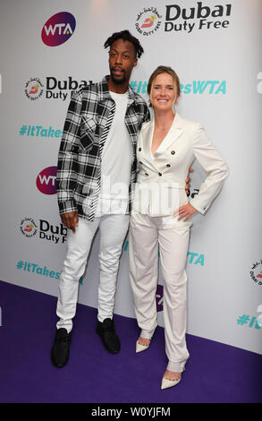 Elina Svitolina und Gael Monfils die Teilnahme an der Dubai Duty Free WTA-Sommerfest 2019 im Jumeirah Carlton Tower, London statt. Stockfoto