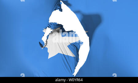 Beschädigte Somalia Flagge, weißer Hintergrund, 3D-Rendering Stockfoto