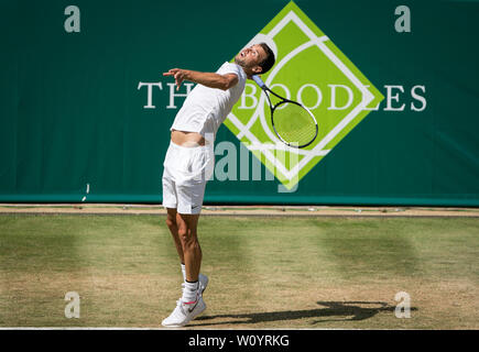 Slough, Großbritannien. 28 Juni, 2019. Grigor DIMITROV Bulgarien während der boodles Tennis Ausstellung 2019 Tag 4 bei Stoke Park, Slough, England am 28. Juni 2019. Foto von Andy Rowland. Credit: PRiME Media Images/Alamy leben Nachrichten Stockfoto