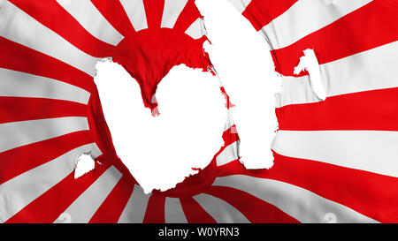 Ragged Japan Rising Sun war Flagge, weißer Hintergrund, 3D-Rendering Stockfoto
