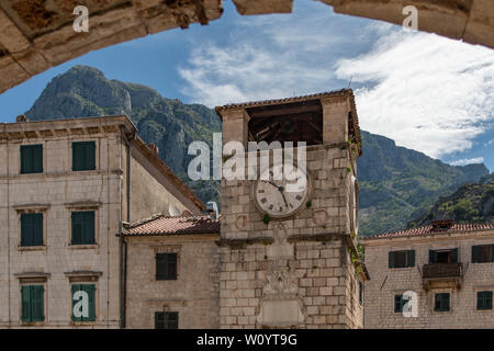 Town Clock Tower, alte Kotor, Montenegro Stockfoto