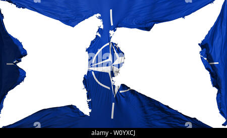 Zerstört North Atlantic Treaty Organisation Flagge, weißer Hintergrund, 3D-Rendering Stockfoto