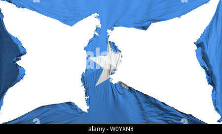 Zerstört Somalia Flagge, weißer Hintergrund, 3D-Rendering Stockfoto