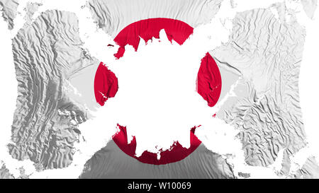 Japan zerrissene Flagge im Wind flattern, auf weißem Hintergrund, 3D-Rendering Stockfoto
