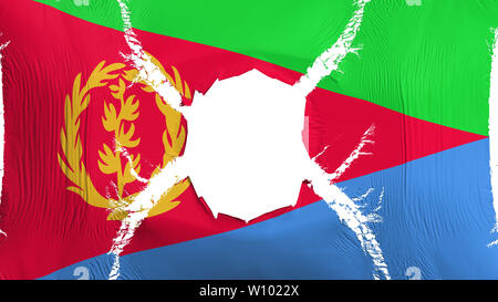 Eritrea Flagge mit einer Bohrung Stockfoto