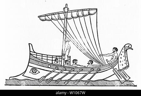 Gravur eines Mannes an den Mast des Schiffes von Odysseus oder Ulysses, einem legendären griechischen König von Ithaka und Held des Epos Homers captained gebunden Gedichte die Odyssee, die Ilias. Stockfoto