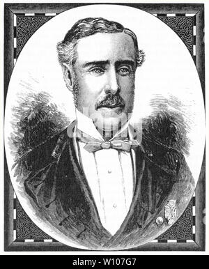 Gravur von Sir George Grey, KCB (1812-1898), britischer Soldat, Explorer, Kolonialverwaltung und Schriftsteller. Er diente als Gouverneur von South Australia, zweimal Gouverneur von Neuseeland, Gouverneur der Kapkolonie, und war die 11 Premier von Neuseeland. Stockfoto