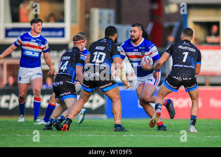 28. Juni 2019, die Mobile Rakete Stadion, Wakefield, England; Betfred Super League, Runde 20, Wakefield Trinity vs Huddersfield Riesen; David Fifita von Wakefield Trinity während des Spiels Credit: Craig Milner/News Bilder Stockfoto