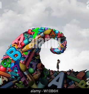 Das Lernen der Schüler Herausforderungen und Ausbildung Behinderung Konzept und Legasthenie oder ADHS-störung Symbol oder Aufmerksamkeit Defizit und Schule Angst oder Stress. Stockfoto