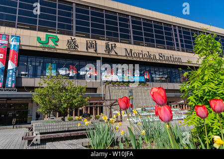 Morioka Bahnhof ist ein wichtiger Knotenpunkt entfernt und ist sowohl von der Tohoku Shinkansen und der akita Shinkansen serviert. In der Stadt Morioka, Iwate entfernt Stockfoto