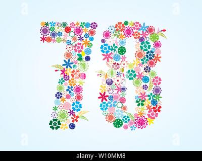 Vektor Bunte, mit Blumenmustern 78 Anzahl Design isoliert auf weißem Hintergrund. Blumen Anzahl 70 8 Vektor Schriftbild. Stock Vektor