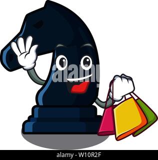 Shopping schach Ritter neben cartoon Tabelle Stock Vektor