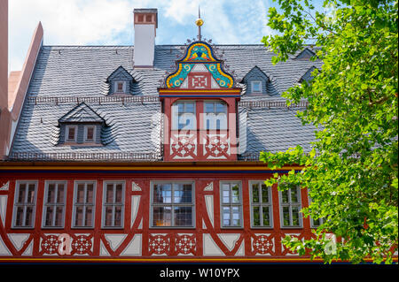Alten mittelalterlichen Fachwerk Anwesen in Frankfurt in der Nähe von Römerberg alten Rathausplatz Stockfoto