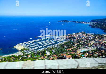 Villefranche-sur-Mer in der Nähe von Nizza, Nizza, Villa Rothschild. Antenne Postkarte anzeigen. Cote de Azur d'Azur, Côte d'Azur, Provence, Frankreich. Stockfoto