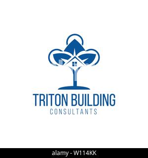 Blatt mit Haus Logo Design Template Stock Vektor