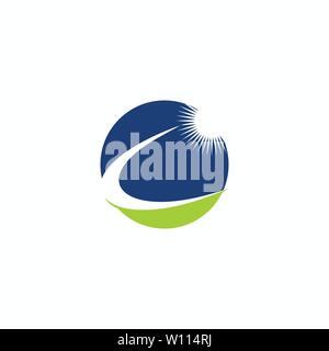 Sun Peak über das Haus Logo Design Stock Vektor