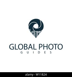 Photo Locator Kamera logo Template Design Stock Vektor