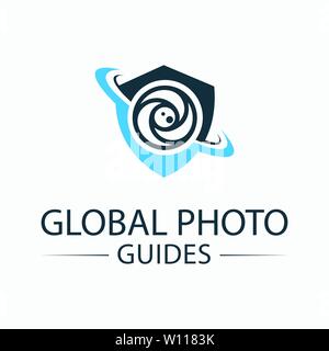 Photo Locator Kamera logo Template Design Stock Vektor