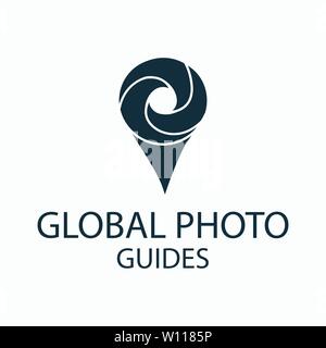 Photo Locator Kamera logo Template Design Stock Vektor