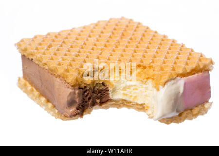 Drei Arten von Eis zwischen Waffeln. Echten essbaren Eis - ohne künstliche Zusatzstoffe verwendet Stockfoto