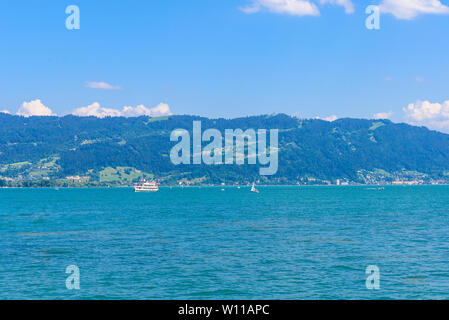 Blick auf Bodensee Bodensee, vom Hafen in Lindau Insel. Deutschland Stockfoto