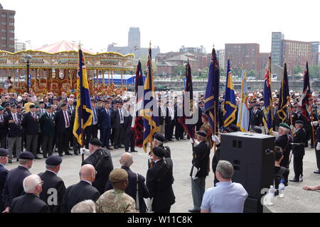 Liverpool, Großbritannien, 29. Juni 2019. Veteranen und Mitglieder der Britischen Streitkräfte die 2019 Streitkräfte Tag gedenken. Credit: Ken Biggs/Alamy Leben Nachrichten. Stockfoto