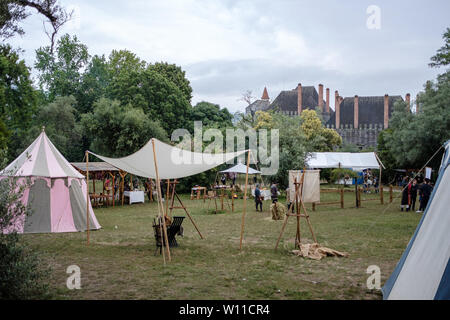 Guimaraes, Portugal - 23. Juni 2019: der 9. Auflage des Afonsina Messe, Mittelalter, Zeichen, Touristen und Kunsthandwerk, Guimaraes, Portugal Stockfoto