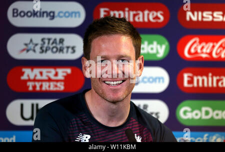 England Cricket captain Eoin Morgan während der Pressekonferenz in Edgbaston, Birmingham. Stockfoto