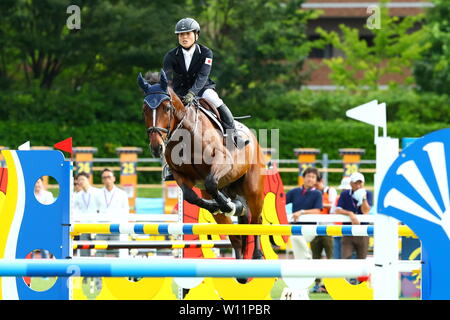 Rena Shimazu (JPN), 28. Juni 2019 - Der Moderne Fünfkampf: UIPM 2019 Fünfkampf WM-Endspiel von Tokio, Damen Einzel Reiten bei AFG Feld in Tokio, Japan. (Foto von Naoki Nishimura/LBA SPORT) Stockfoto