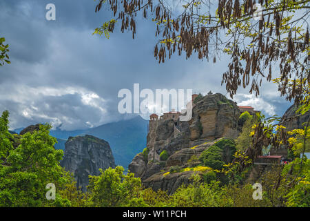 Erstaunlich auf einem Felsen das Kloster große Wort meteoron, Meteora, Griechenland Stockfoto