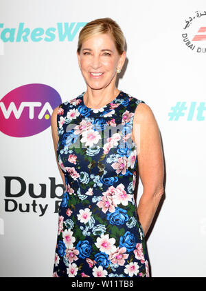 Chris Evert Teilnahme an der Dubai Duty Free WTA-Sommerfest 2019 im Jumeirah Carlton Tower, London statt. PRESS ASSOCIATION Foto. Bild Datum: Freitag, Juni 28, 2019. Siehe PA Geschichte SHOWBIZ WTA. Photo Credit: Isabel Infantes/PA-Kabel Stockfoto