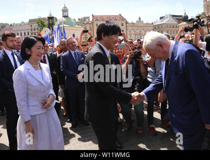 Krakau. Krakau. Polen. Der Besuch der japanische Kronprinz Fumihito und seine Frau Krone Prinzessin Kiko. Stockfoto