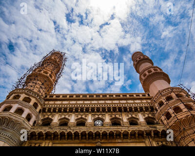 Der Charminar, Symbol von Hyderabad, iconic Monument und Moschee in Indien besucht von Touristen Stockfoto