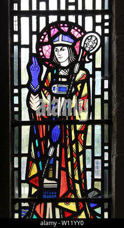 St David - Patron von Wales Fenster aus buntem Glas. Stockfoto