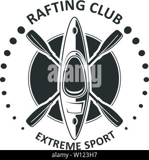 Rafting oder Kajak Club Emblem - Kanu, Kajak Symbol Stock Vektor