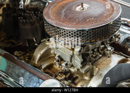 Die alten rostigen Metall Motor Maschine Detailansicht Stockfoto